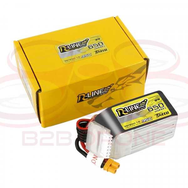 Tattu R-Line 650mAh 95C 22.2V 6S1P Lipo Battery Pack - Plug XT30U-F