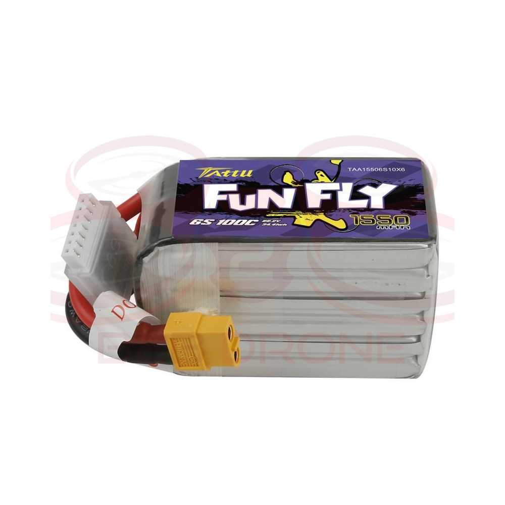 Tattu Fun Fly 1550mAh 22.2V 100C 6S1P Lipo Battery Pack - Plug XT60