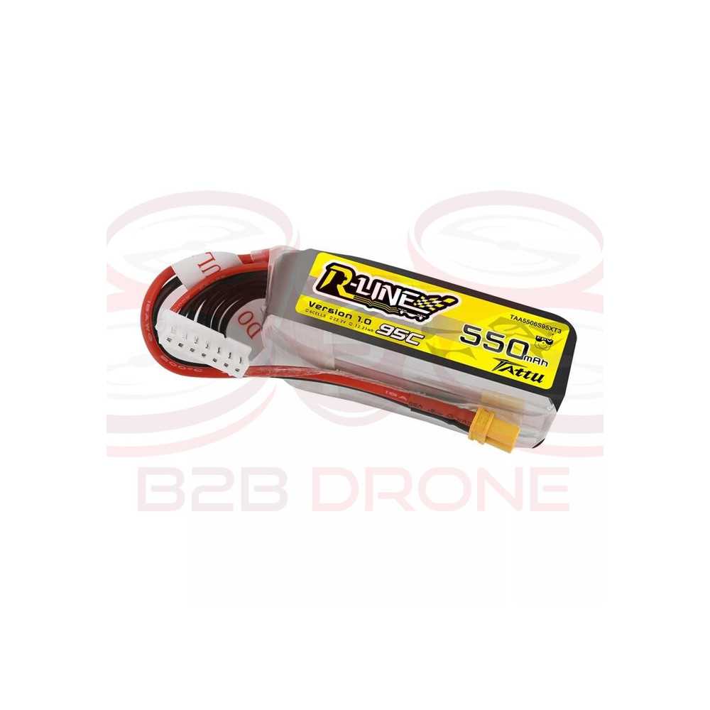 Tattu R-Line 550mAh 22.2V 95C 6S1P Lipo Battery - Plug XT30