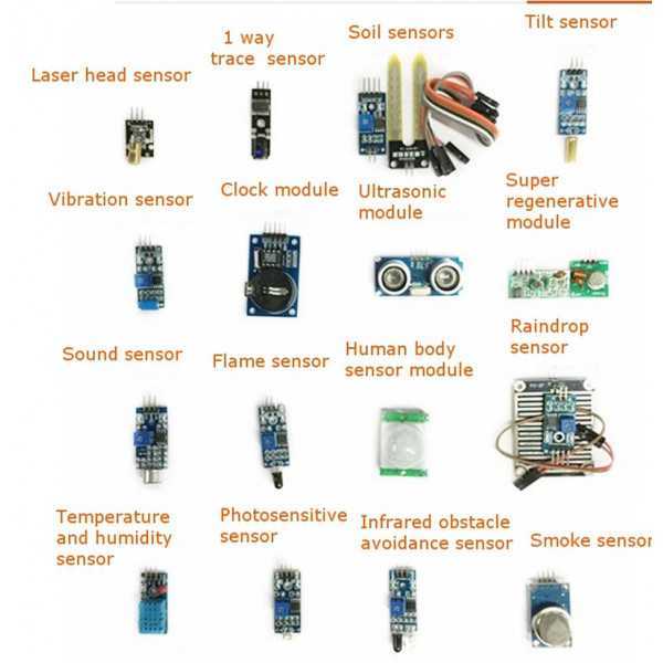 Set Moduli Sensori 16 in 1 per Raspberry Pi 2 - Pi 3