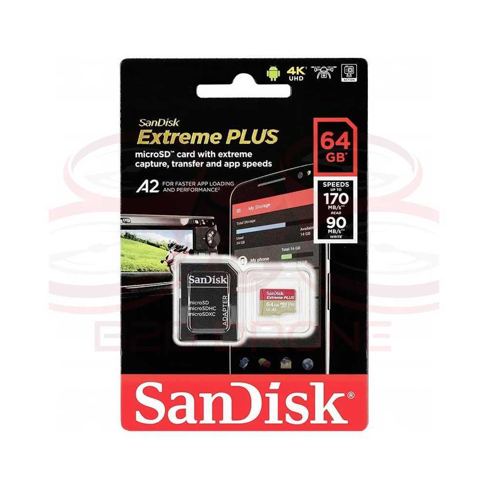 SanDisk Extreme Plus Scheda di Memoria microSDXC da 64 GB V30 A2