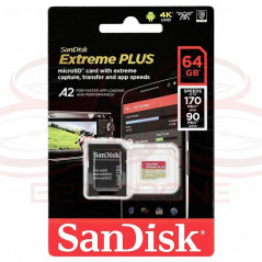 SanDisk Extreme Plus Scheda di Memoria microSDXC da 64 GB V30 A2