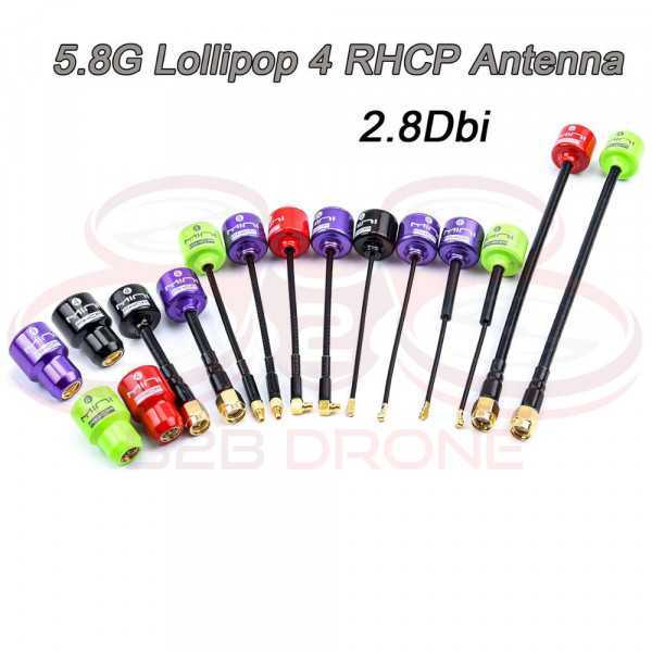 Antenna FPV 5.8G Stelo lungo 148mm / Lollipop 4 RHCP 2.8Dbi SMA - Colore Rosso