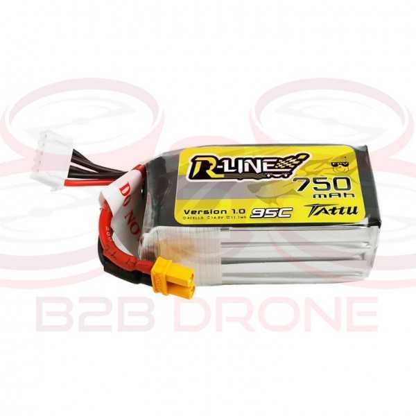 Tattu R-Line 750mAh 14.8V 4S1P 95C Lipo Battery Pack - Plug XT30