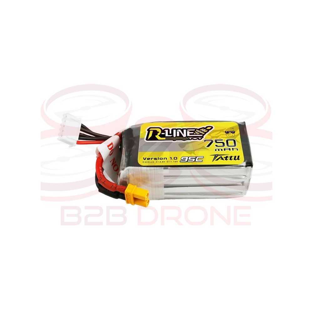 Tattu R-Line 750mAh 14.8V 4S1P 95C Lipo Battery Pack - Plug XT30