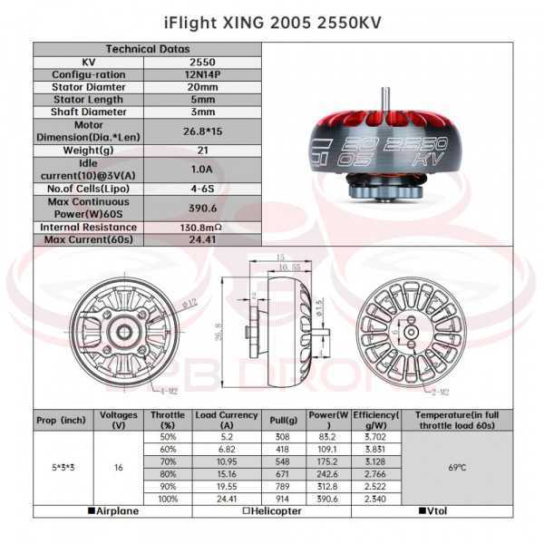 iFlight - Motore XING 2005 2550KV 3-4S per FPV
